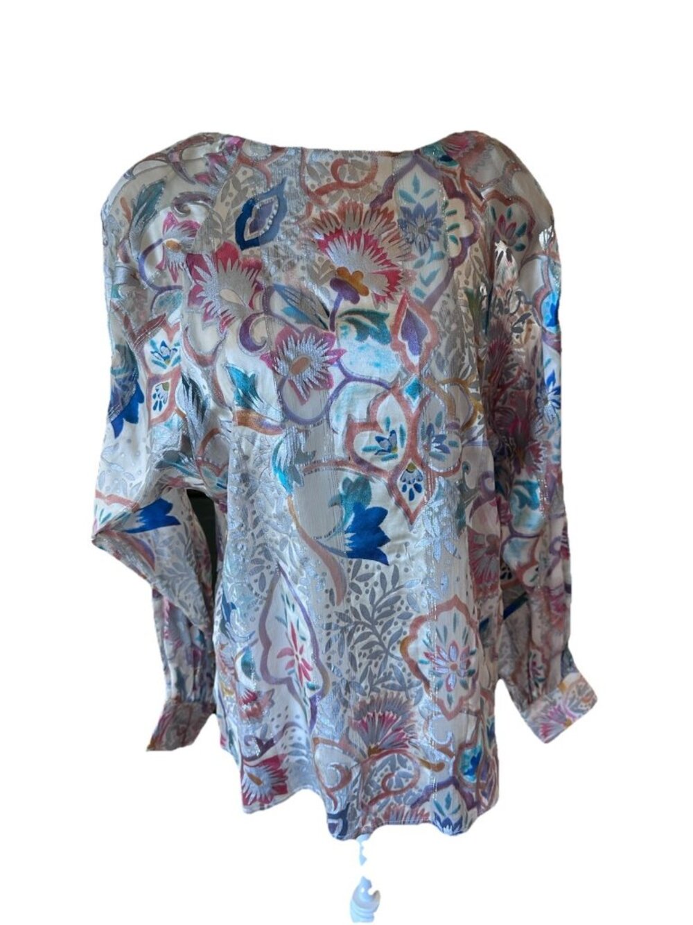 The Silk Farm Vintage 100 % Silk Floral Sheer Blouse Size 10 Medium